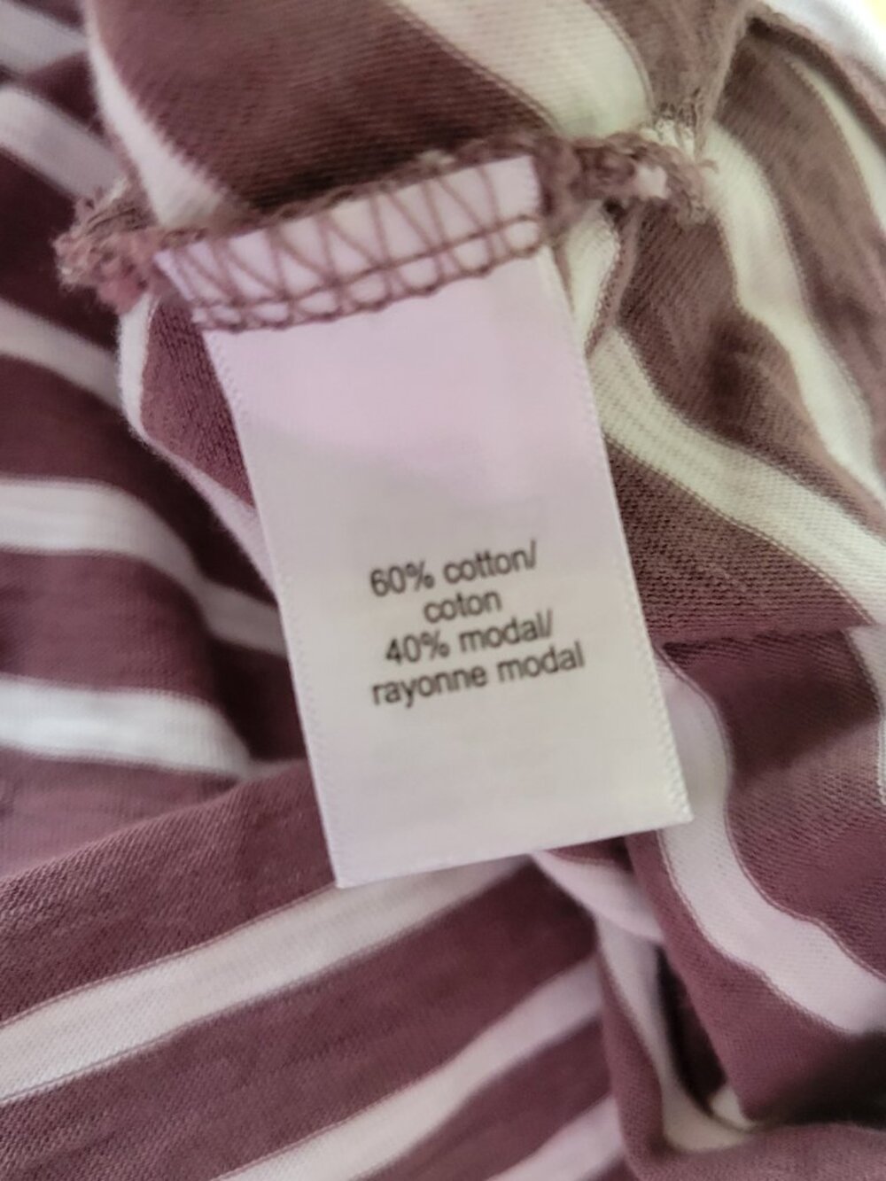 Maurices 24/7 XL Brown White Striped Tee Womens‎ Long Sleeve Knot Hem STR72E - Picture 9 of 10
